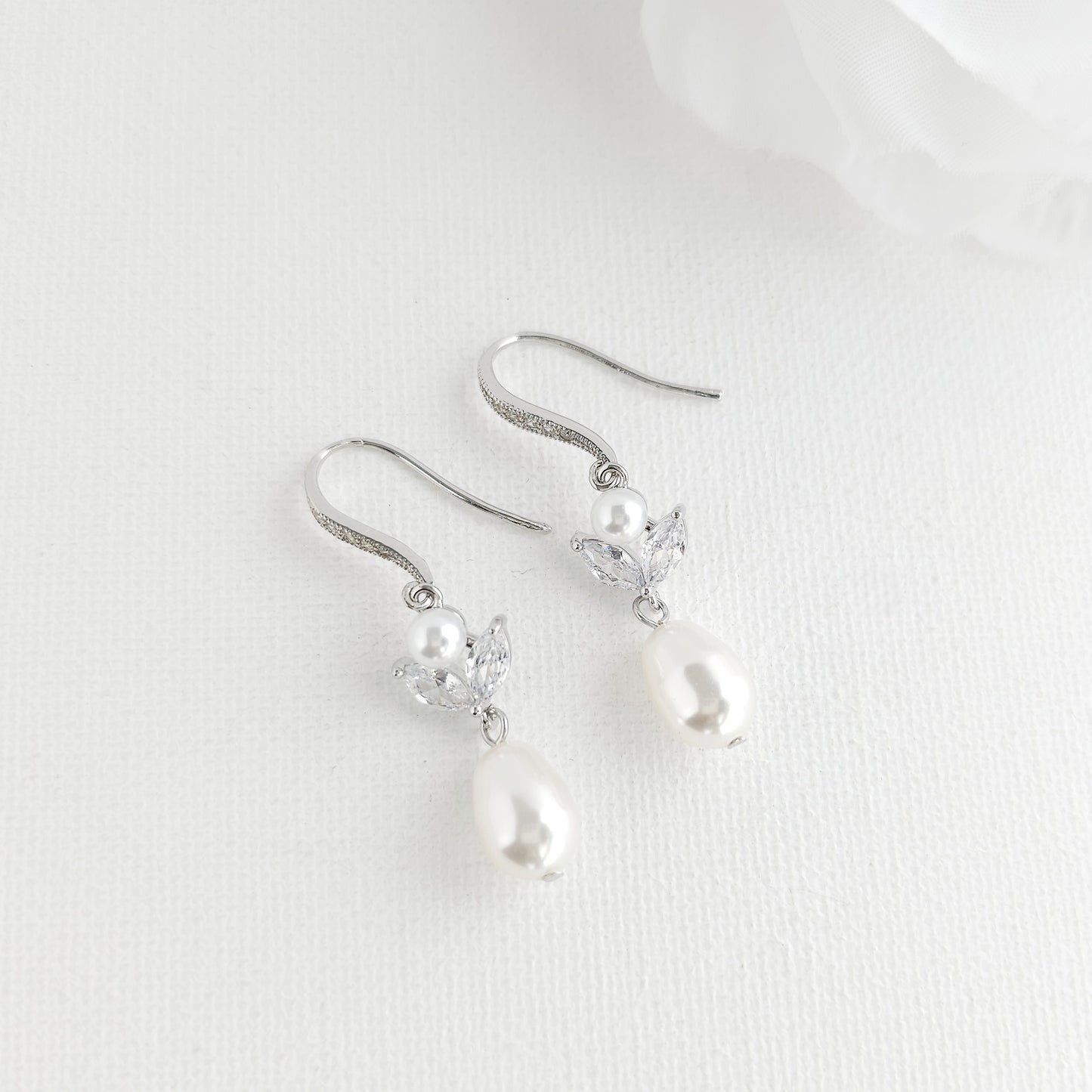 Pearl and Crystal Dangle Earrings-Leila