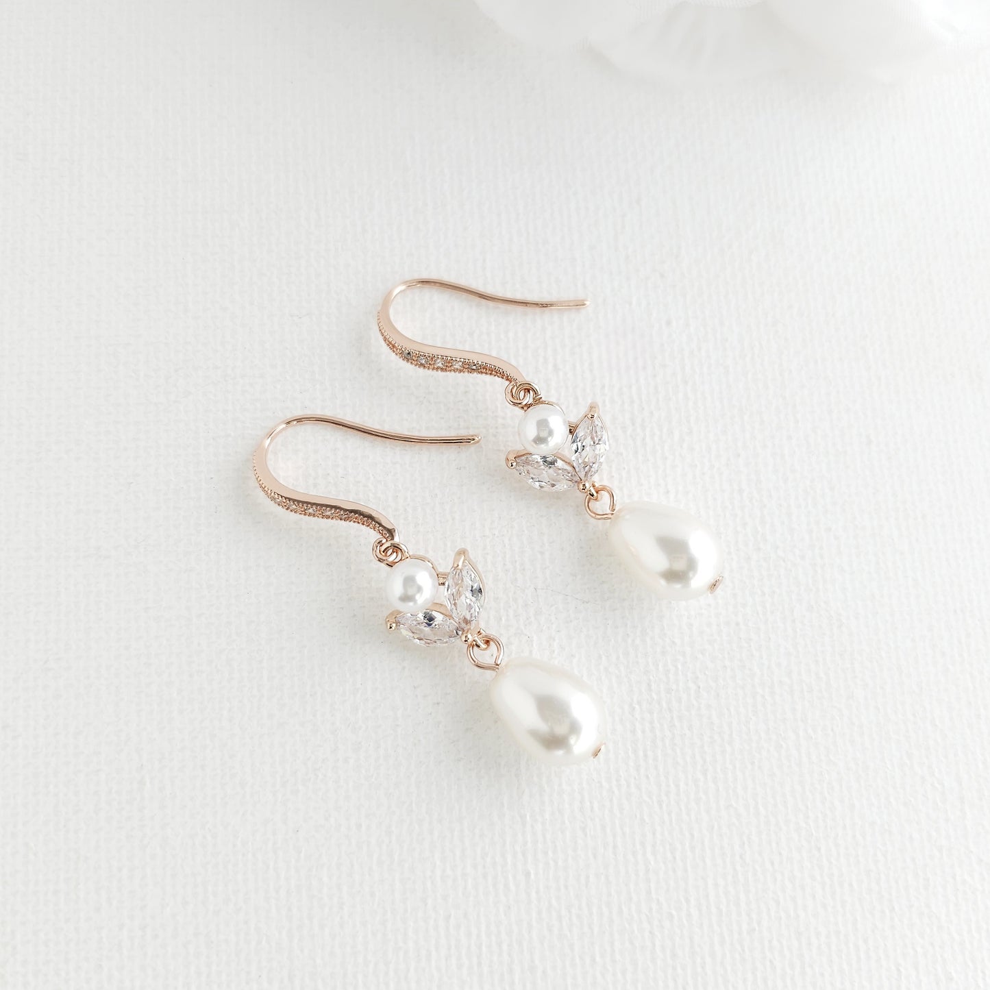 Pearl and Crystal Dangle Earrings-Leila