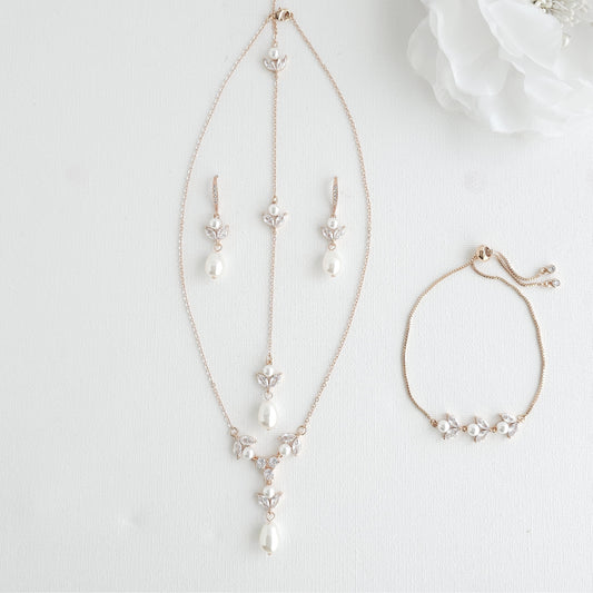 Jewellery Set for Brides in Simple Design- Rose Gold- Leila