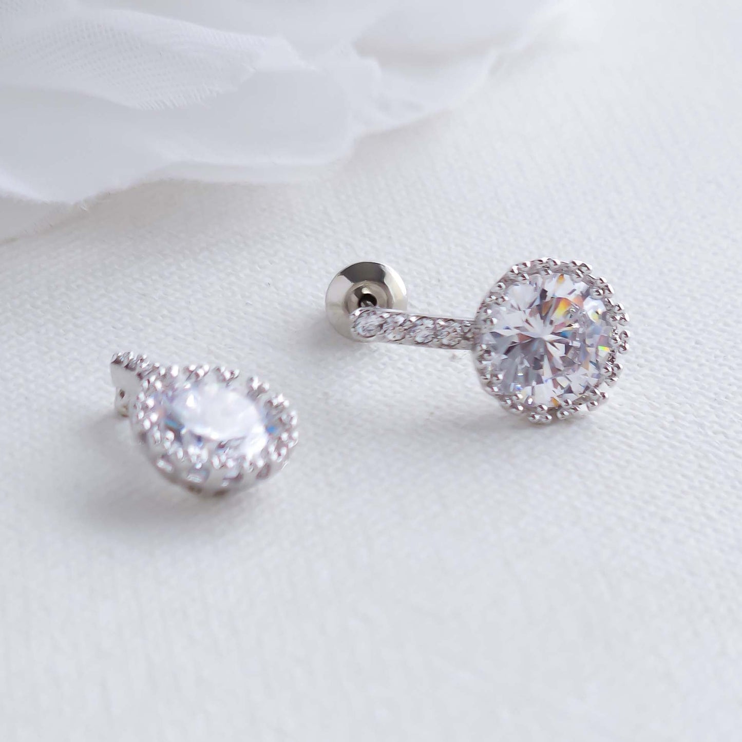 Cubic Zirconia Drop Stud Earrings-Remi