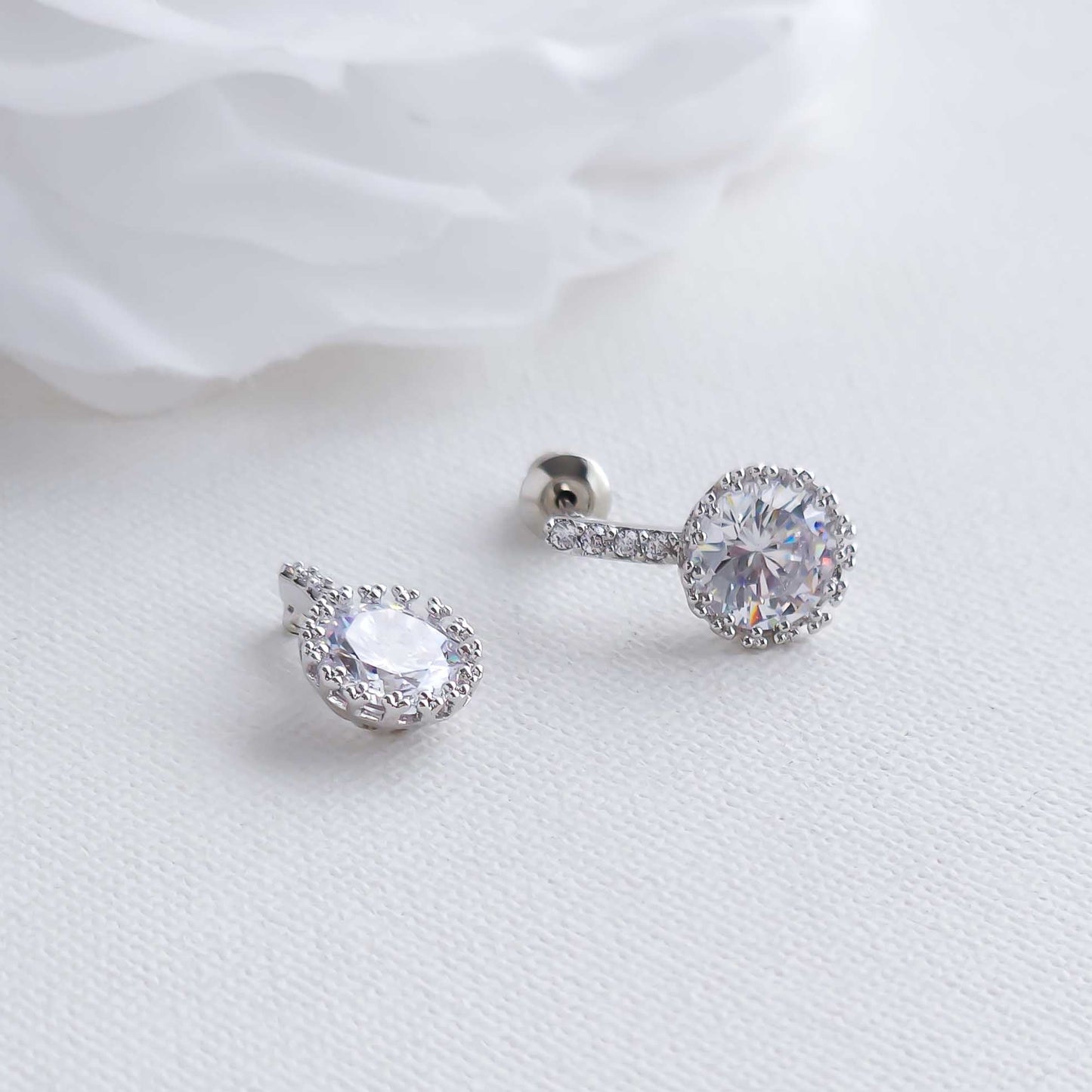 Cubic Zirconia Drop Stud Earrings-Remi