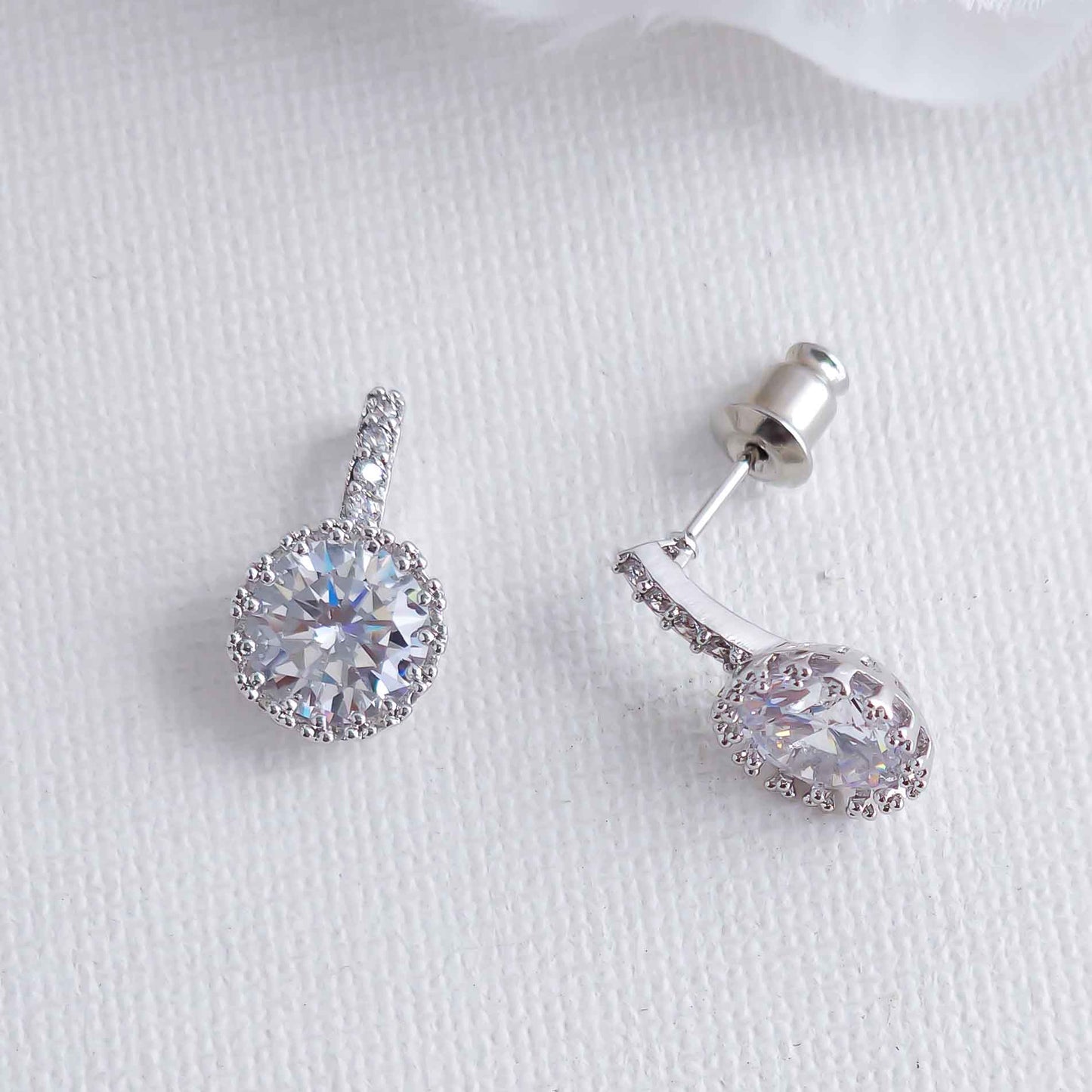 Cubic Zirconia Drop Stud Earrings-Remi