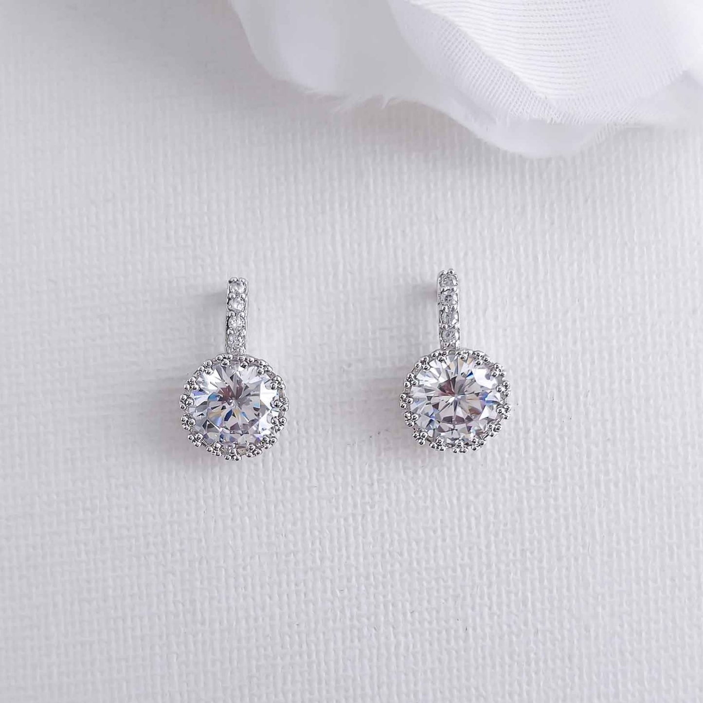 Cubic Zirconia Drop Stud Earrings-Remi