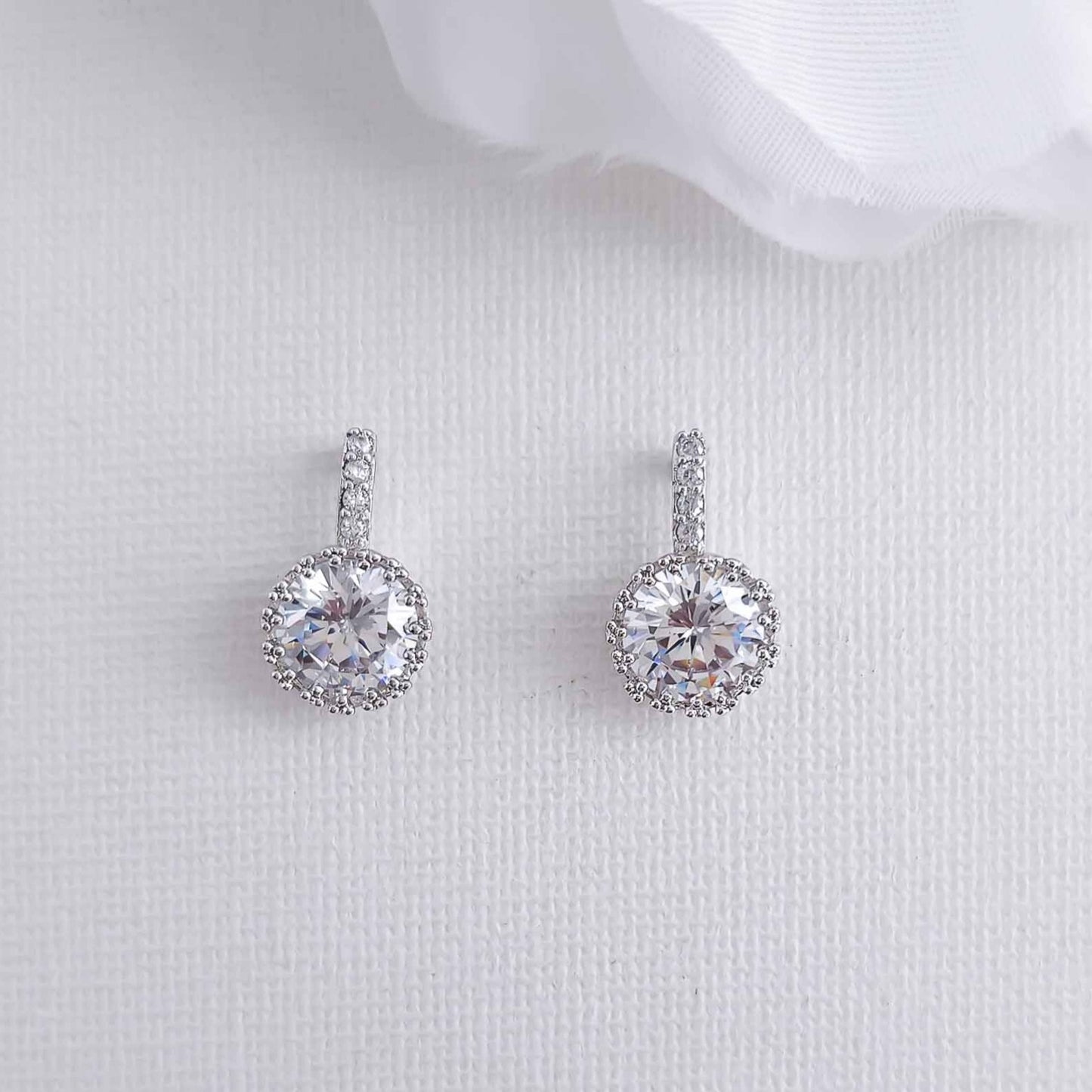 Cubic Zirconia Drop Stud Earrings-Remi