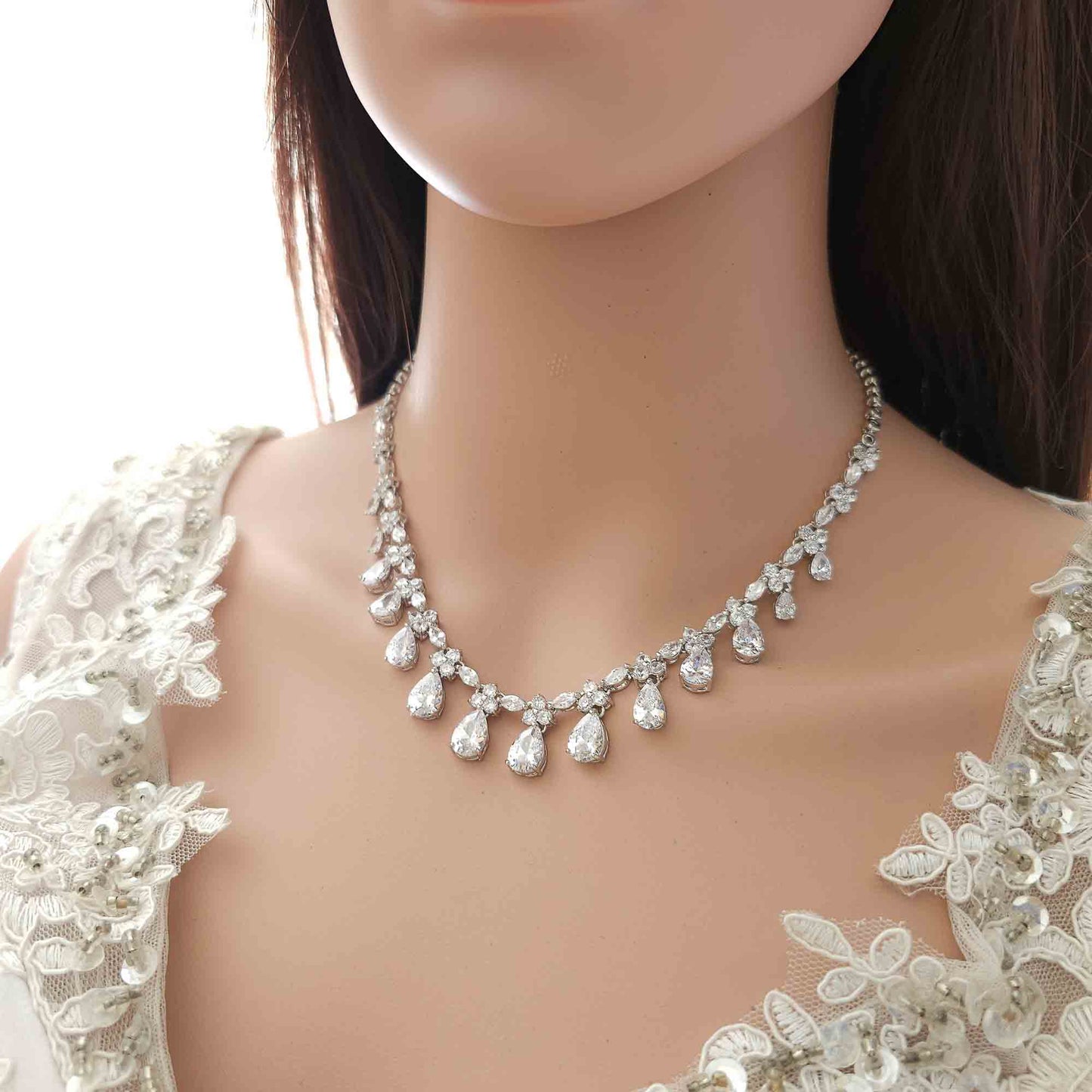 3-Piece Matching Bridal Jewellery Set Necklace Bracelet Earrings- Jessica