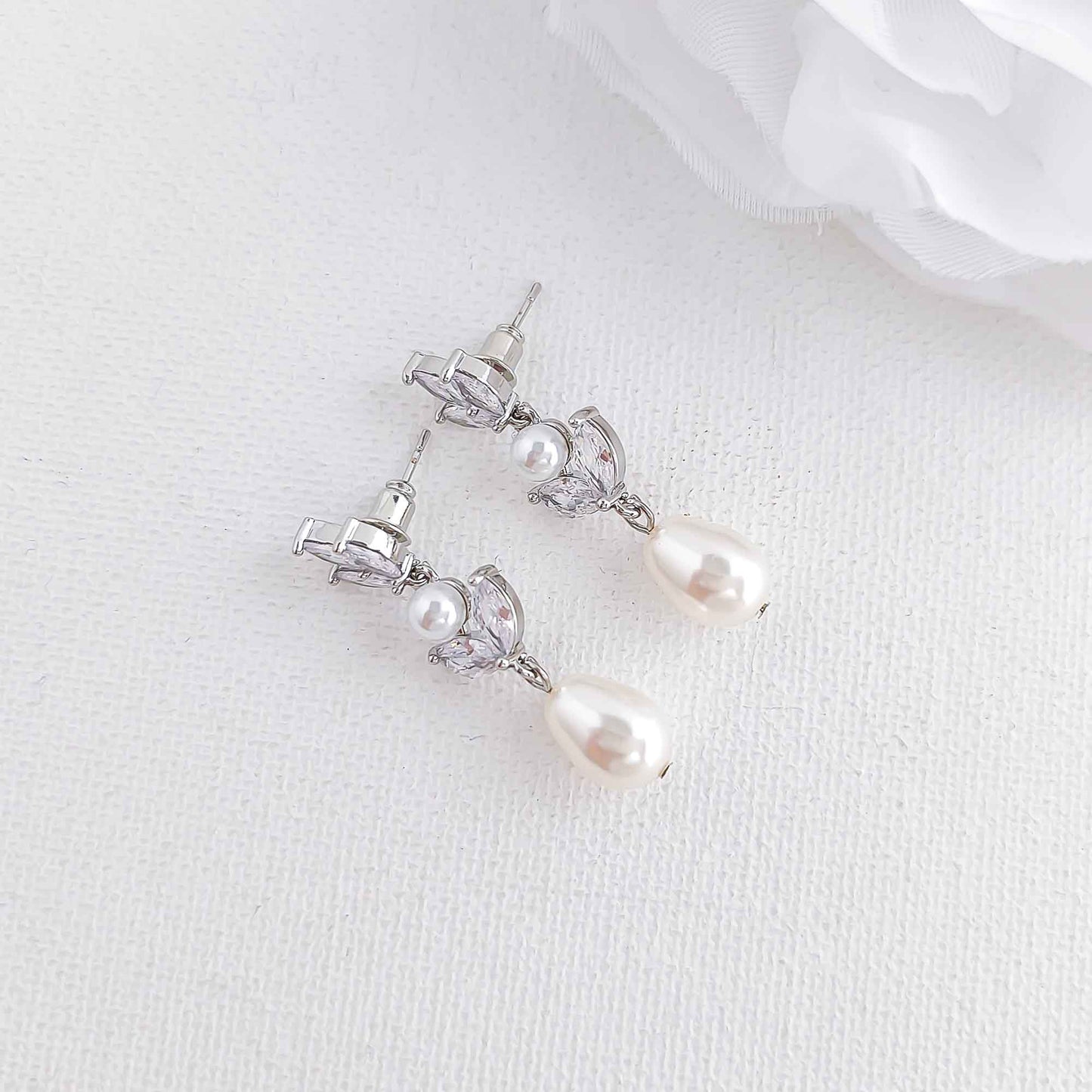 Wedding Pearl Earrings-Leila