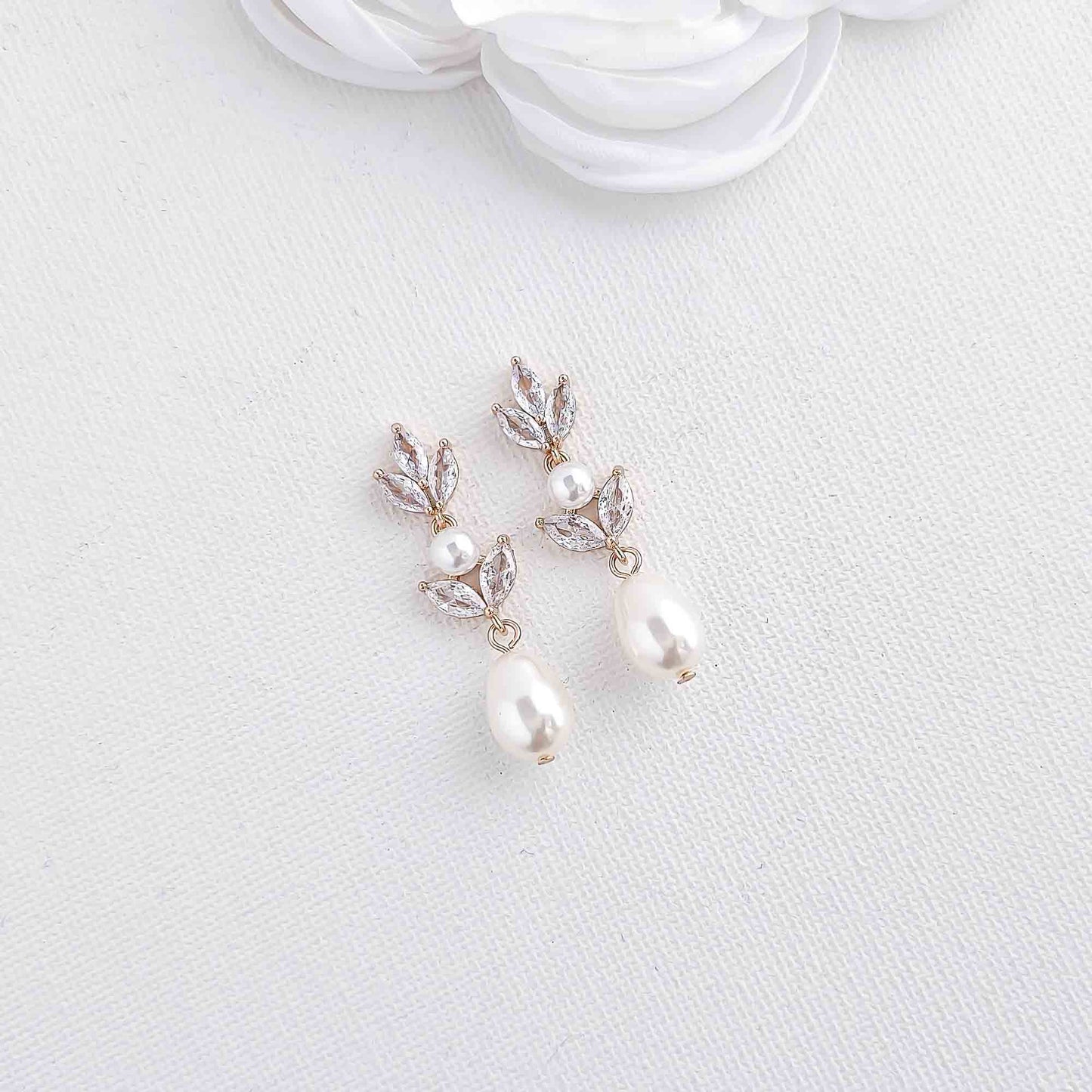 Wedding Pearl Earrings-Leila