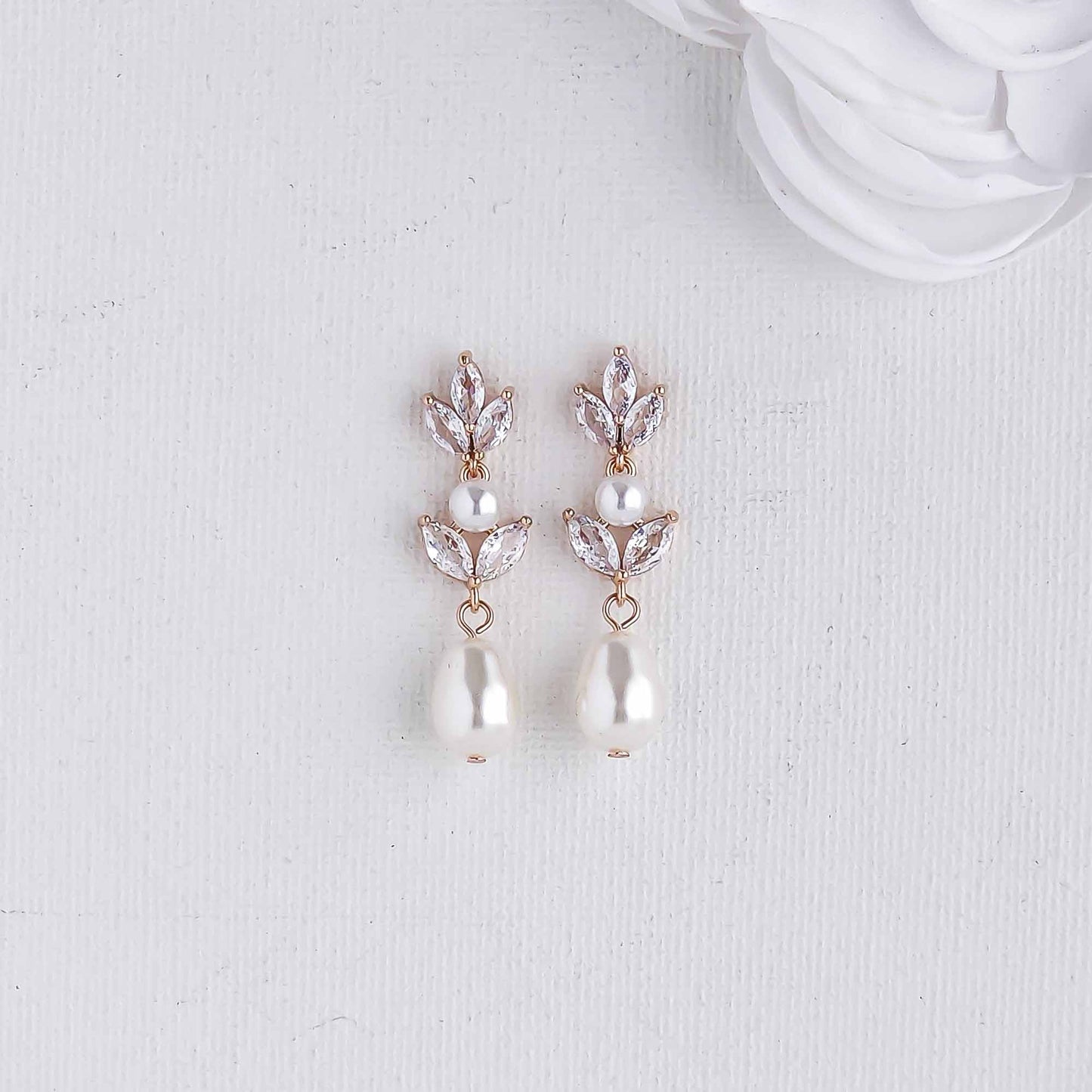 Wedding Pearl Earrings-Leila