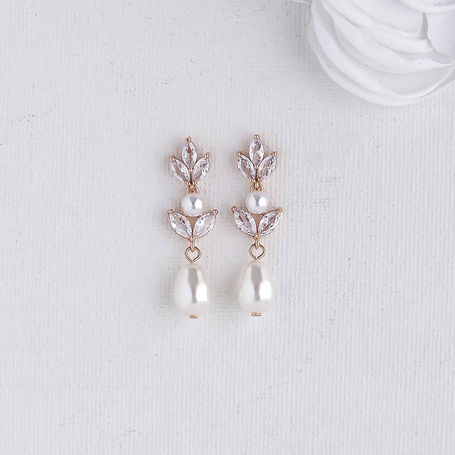 Wedding Pearl Earrings-Leila