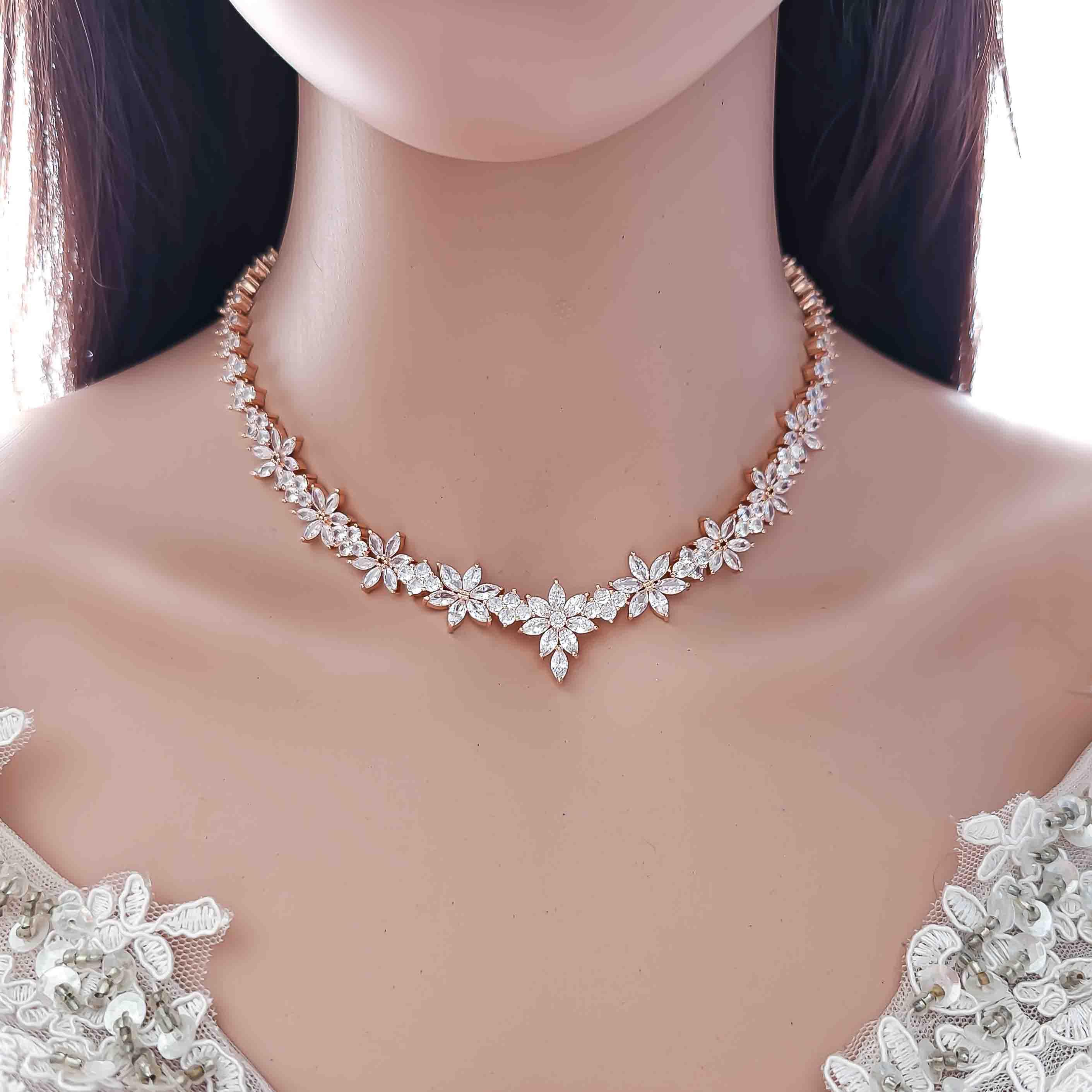 Rose gold deals wedding necklace set