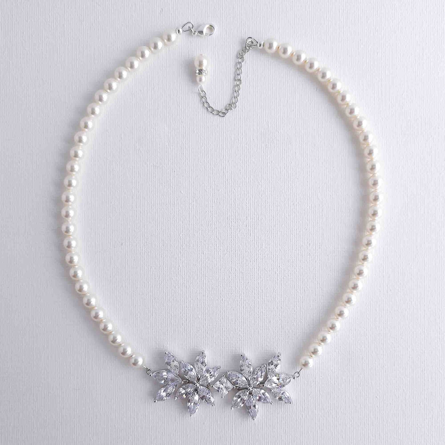 Wedding Pearl Necklace and Earrings Set- Carol