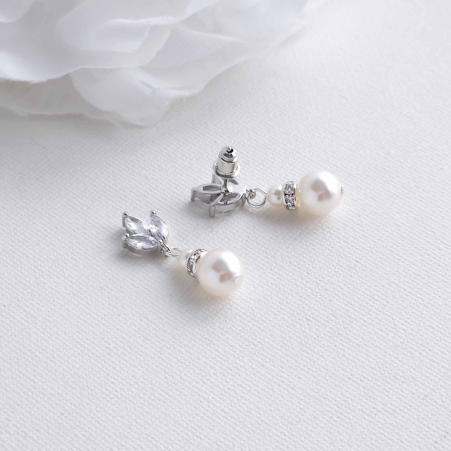 Wedding Pearl Necklace and Earrings Set- Carol