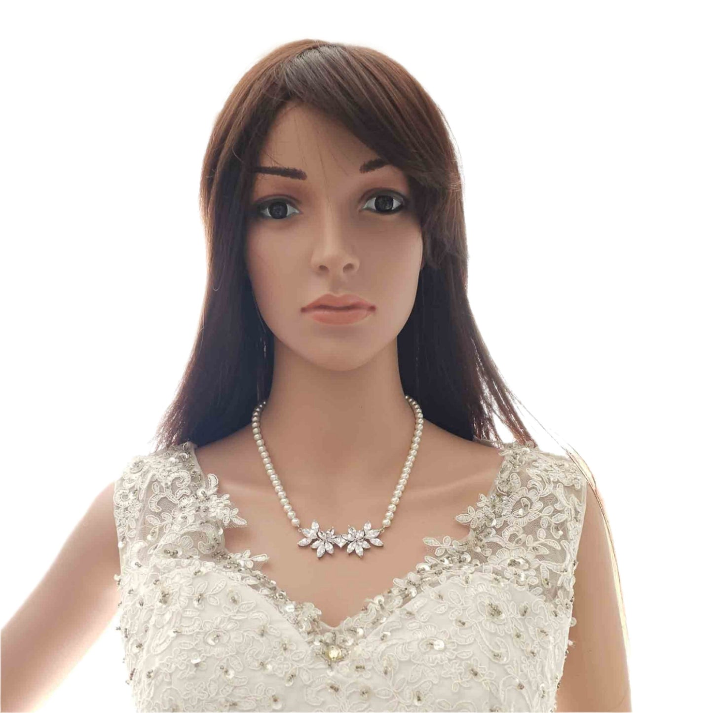 Wedding Pearl Necklace and Earrings Set- Carol