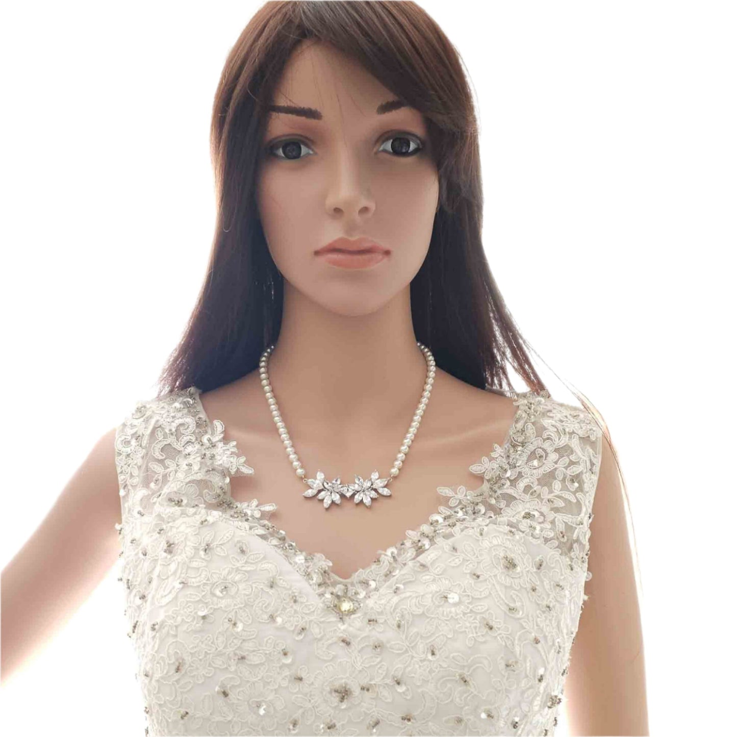 Wedding Pearl Necklace and Earrings Set- Carol