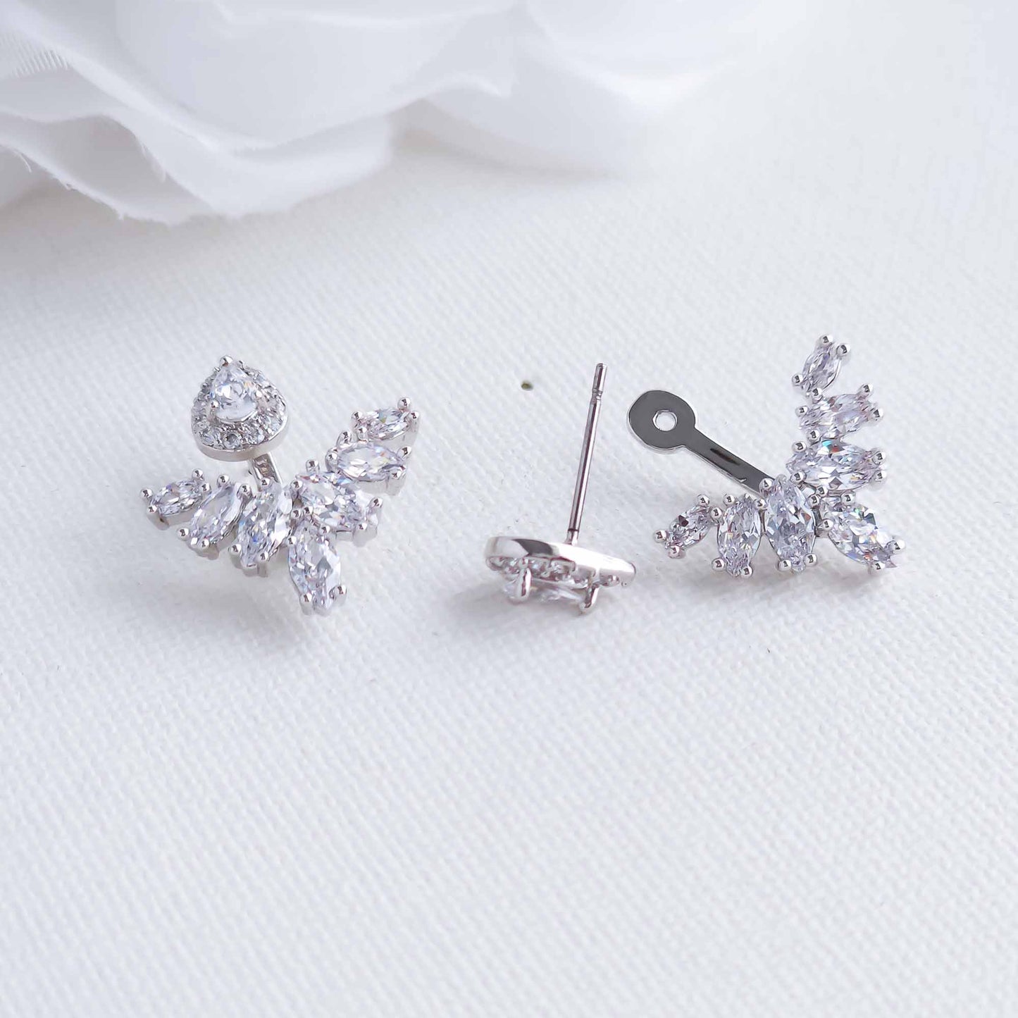 Cubic Zirconia Jacket Earrings-Kinsley