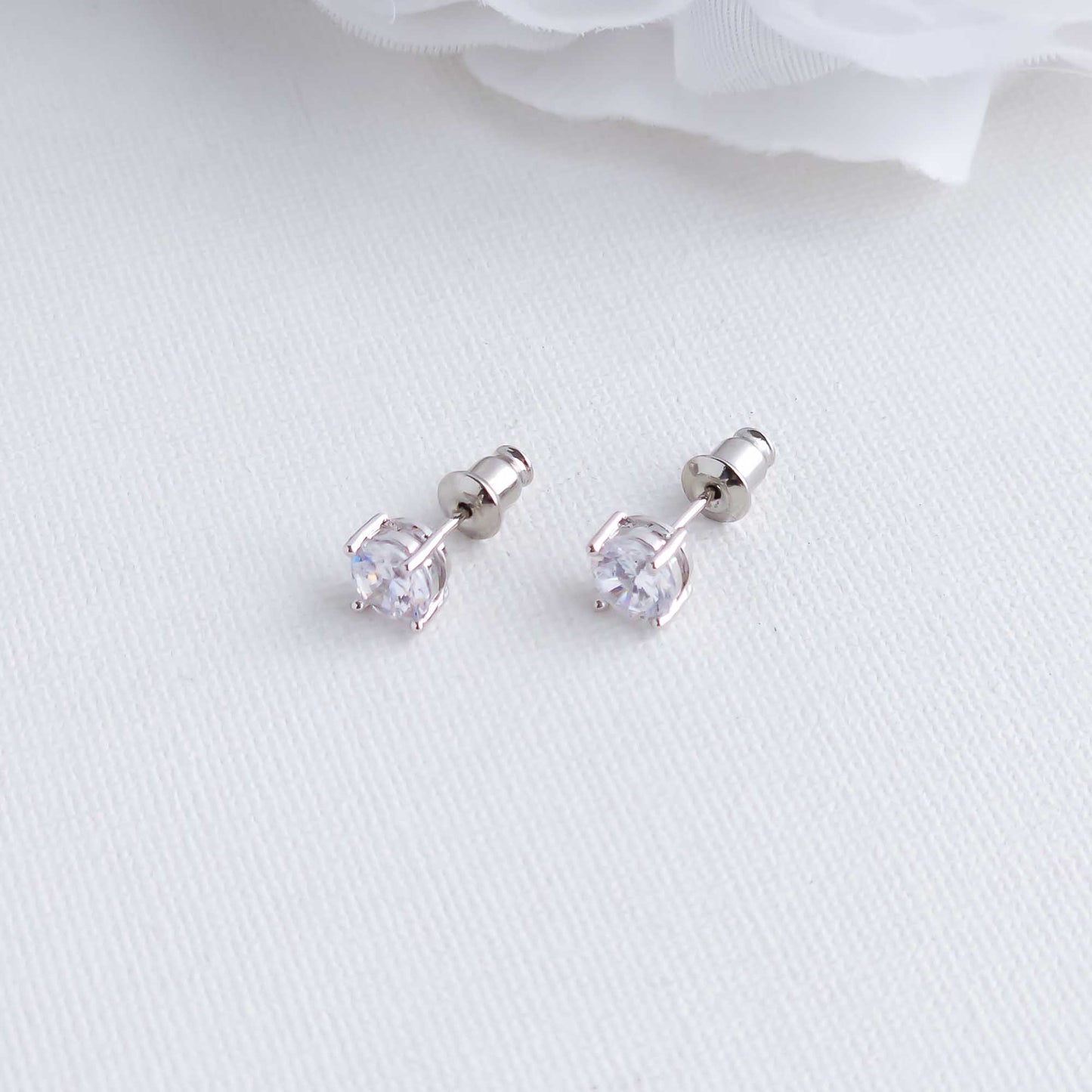 Simple Round CZ Stud Earrings-Liv