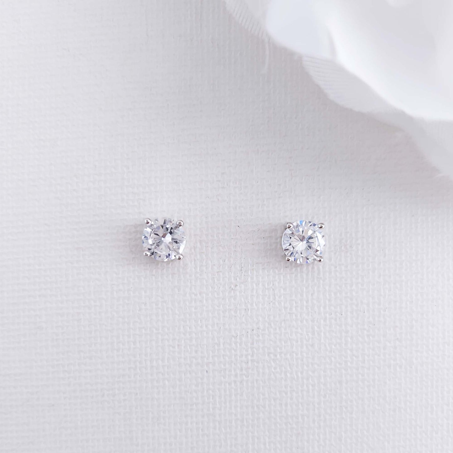 Simple Round CZ Stud Earrings-Liv