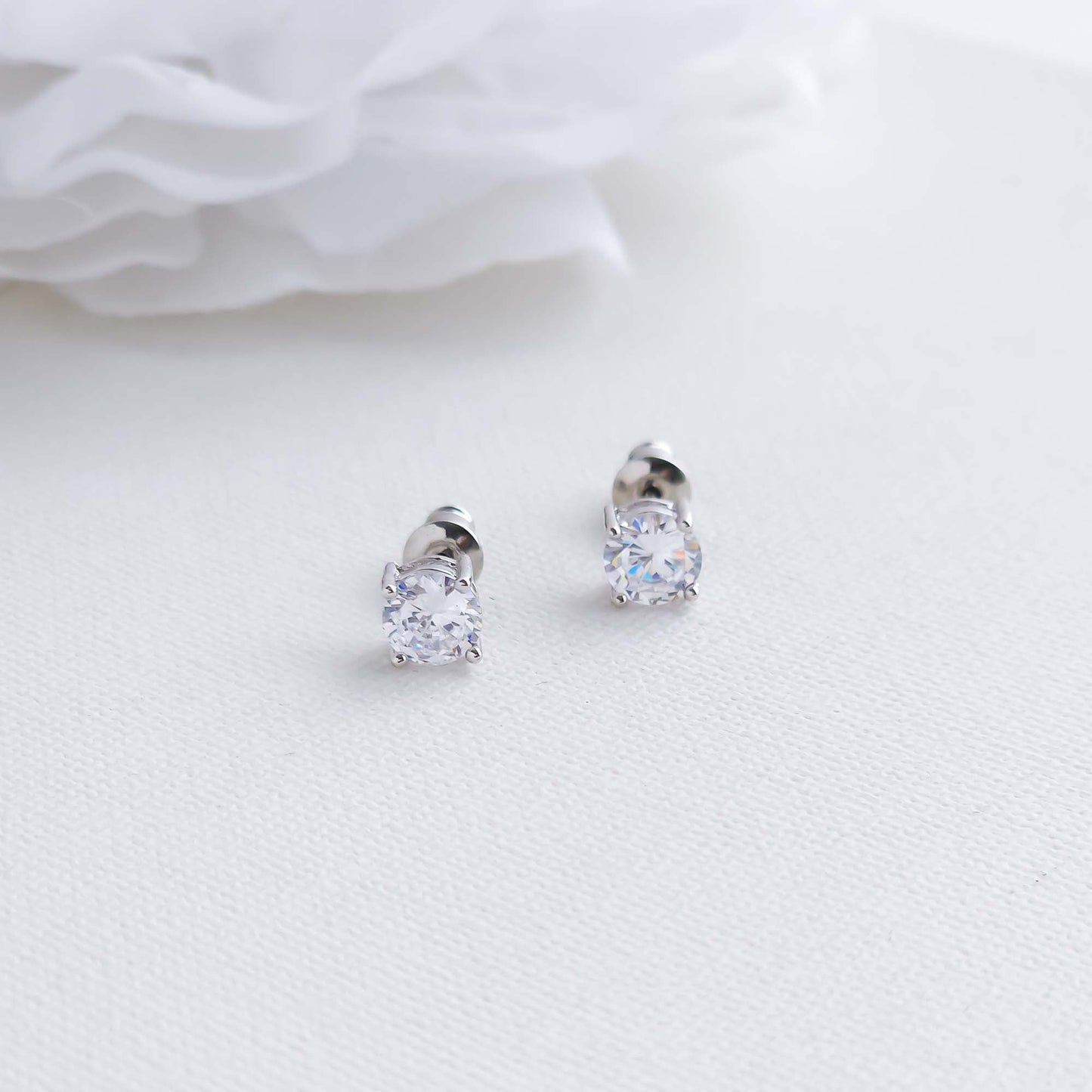 Simple Round CZ Stud Earrings-Liv