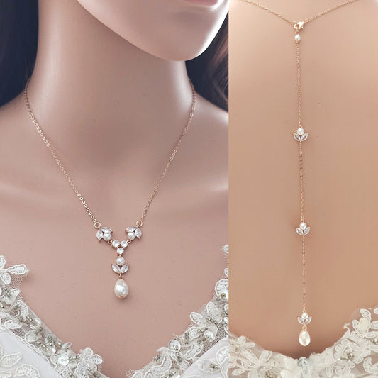 Simple Detachable Back Necklace for the Minimalistic Bride-Leila