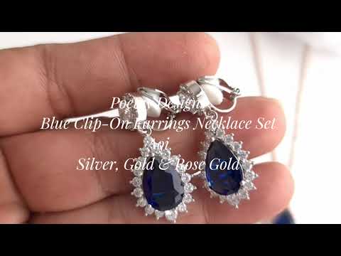 Sapphire earrings online and necklace set