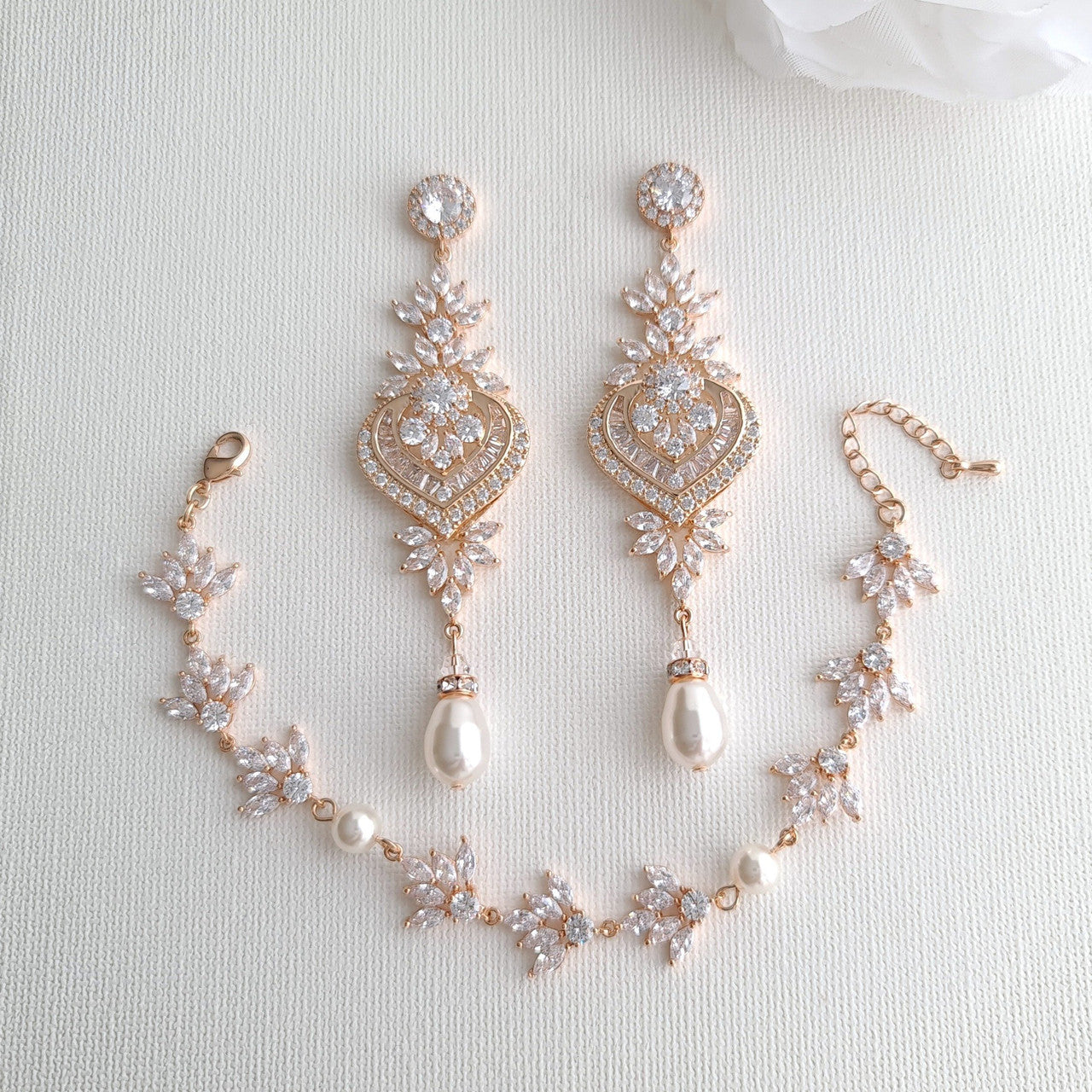 Rose gold deals earrings and bracelet