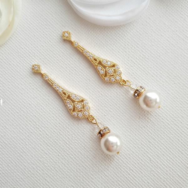 Vintage pearl earrings deals wedding