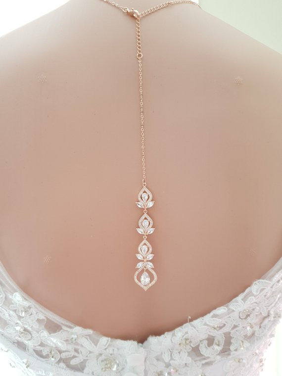 Rose gold deals back necklace