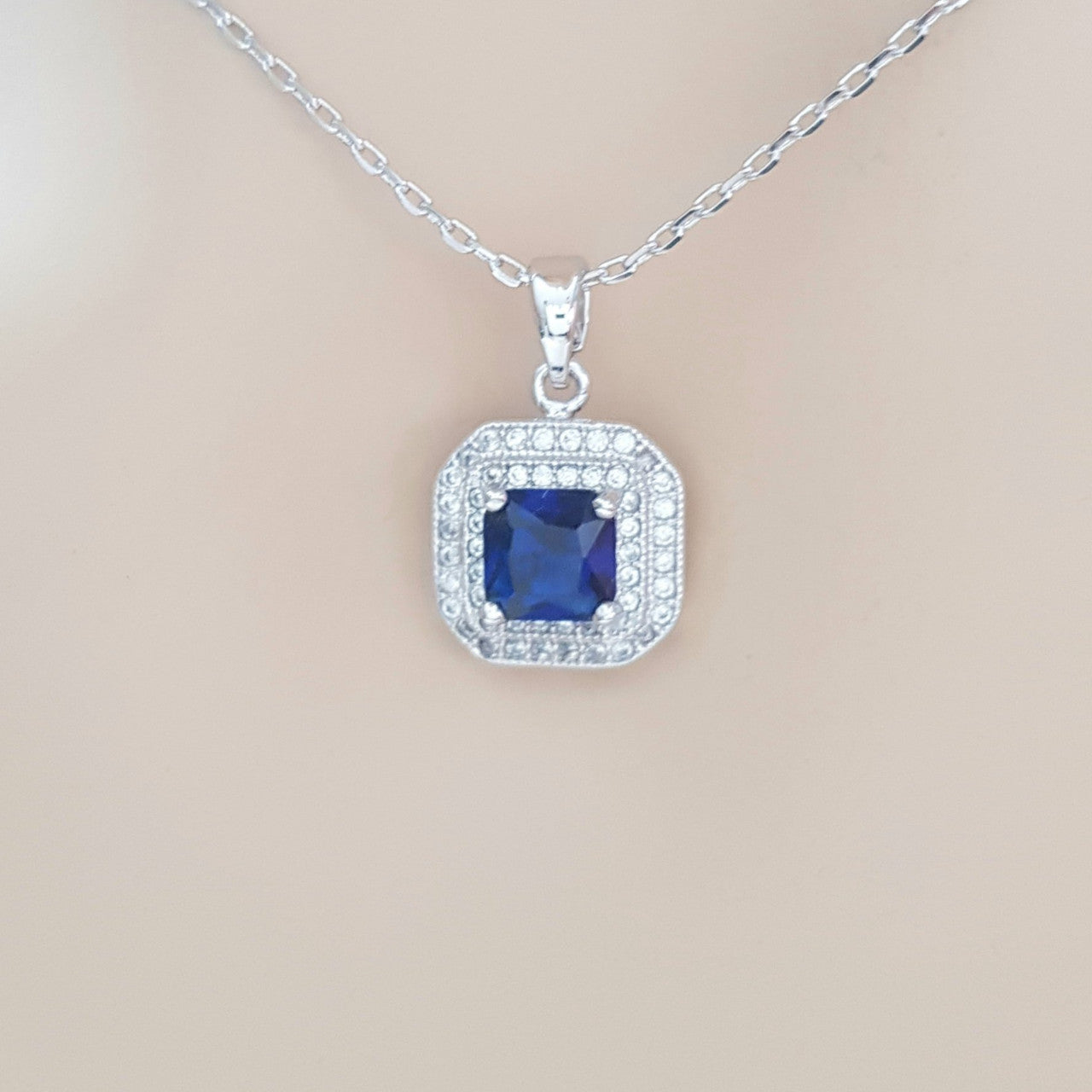 Blue cubic zirconia deals necklace