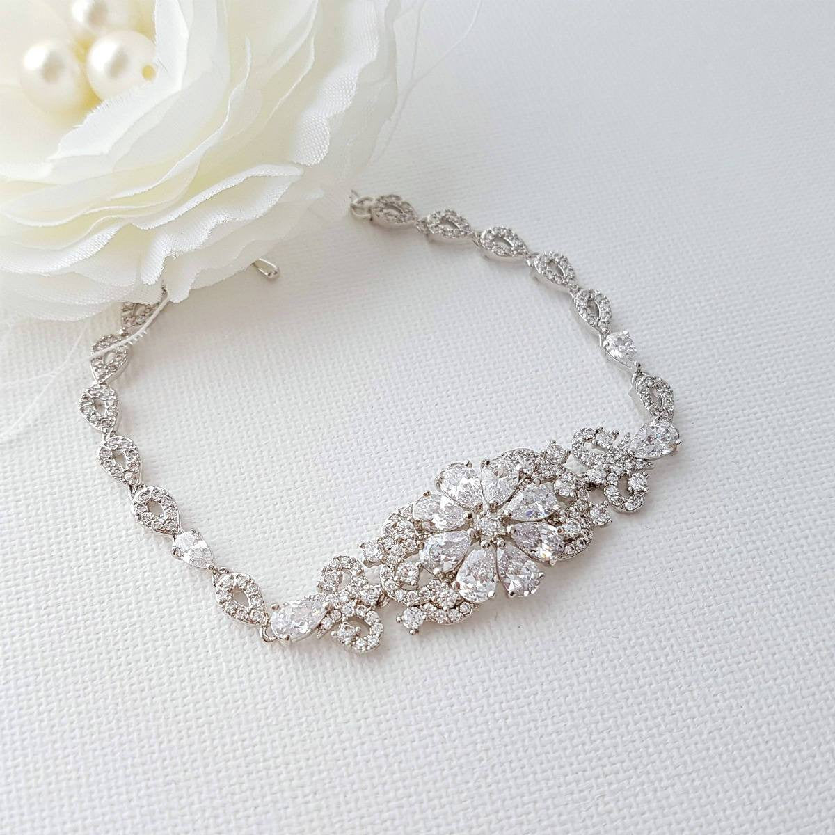 Zara Pearl and Crystal Wedding Bracelet  Joanna Bisley Designs