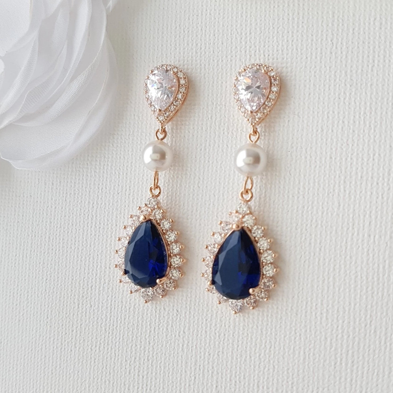 Dark blue store drop earrings