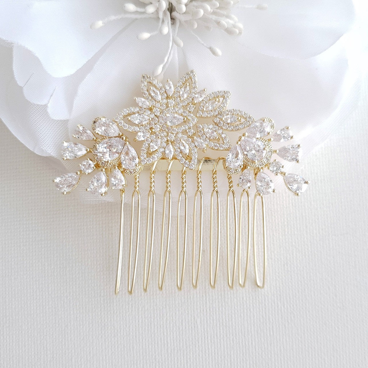 Rose Gold Diamante Hair Comb Lara