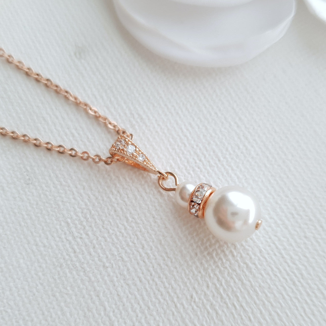 Rose gold single pearl on sale necklace