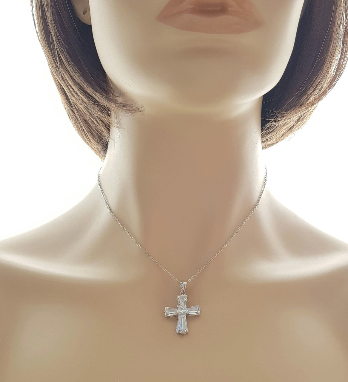Sterling Silver Cross CZ Fashion Pendant Necklace #N1449-01 – BERRICLE  Wholesale