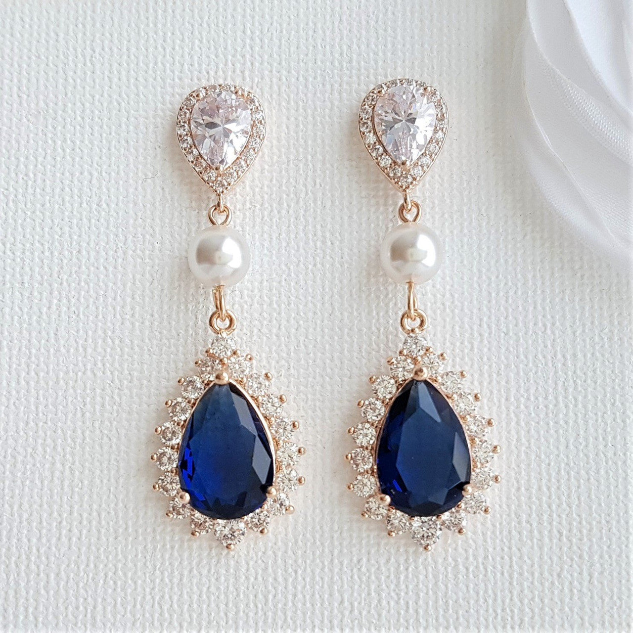 Navy deals crystal earrings